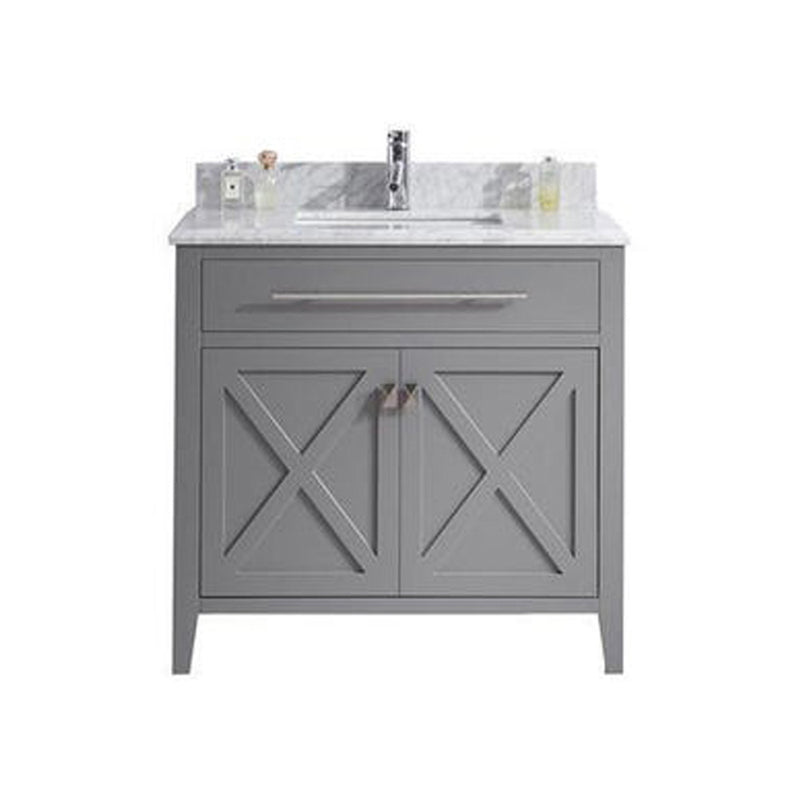 Laviva 313YG319-36G-WC Wimbledon 36" Grey Bathroom Vanity with White Carrara Marble Countertop