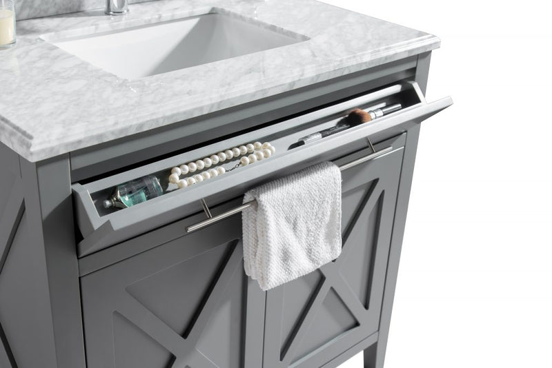 Laviva 313YG319-36G-WC Wimbledon 36" Grey Bathroom Vanity with White Carrara Marble Countertop