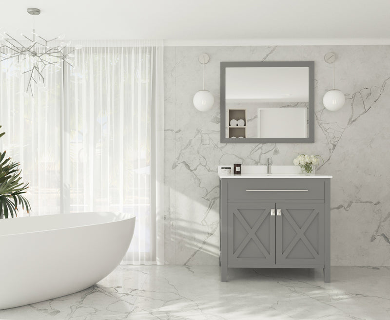 Laviva 313YG319-36G-WQ Wimbledon 36" Grey Bathroom Vanity with White Quartz Countertop