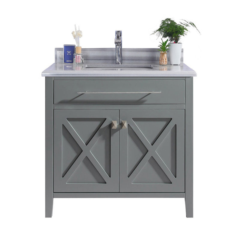 Laviva 313YG319-36G-WS Wimbledon 36" Grey Bathroom Vanity with White Stripes Marble Countertop