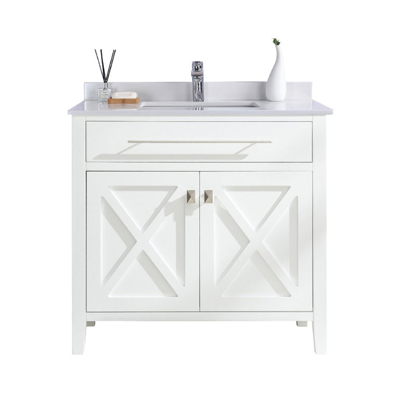 Laviva 313YG319-36W-WQ Wimbledon 36" White Bathroom Vanity with White Quartz Countertop