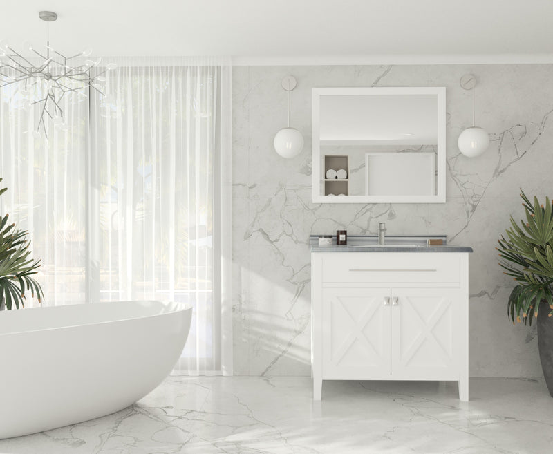 Laviva 313YG319-36W-WS Wimbledon 36" White Bathroom Vanity with White Stripes Marble Countertop - view 2