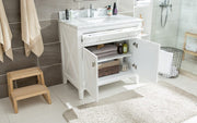 Laviva 313YG319-36W-WS Wimbledon 36" White Bathroom Vanity with White Stripes Marble Countertop - view 8