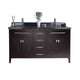 Laviva 313YG319-60B-BW Wimbledon 60" Brown Double Sink Bathroom Vanity with Black Wood Marble Countertop
