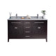 Laviva 313YG319-60B-WS Wimbledon 60" Brown Double Sink Bathroom Vanity with White Stripes Marble Countertop