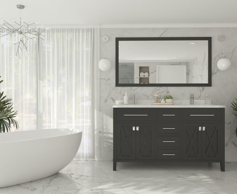 Laviva 313YG319-60E-WC Wimbledon 60" Espresso Double Sink Bathroom Vanity with White Carrara Marble Countertop