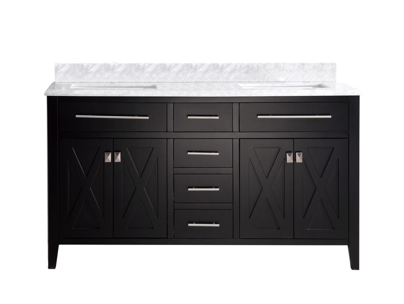 Laviva 313YG319-60E-WC Wimbledon 60" Espresso Double Sink Bathroom Vanity with White Carrara Marble Countertop