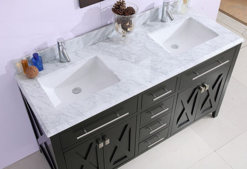 Laviva 313YG319-60E-WC Wimbledon 60" Espresso Double Sink Bathroom Vanity with White Carrara Marble Countertop