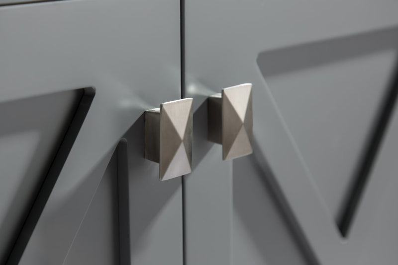 Laviva 313YG319-60G-MW Wimbledon 60" Grey Double Sink Bathroom Vanity with Matte White VIVA Stone Solid Surface Countertop