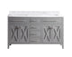 Laviva 313YG319-60G-WC Wimbledon 60" Grey Double Sink Bathroom Vanity with White Carrara Marble Countertop