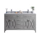 Laviva 313YG319-60G-WS Wimbledon 60" Grey Double Sink Bathroom Vanity with White Stripes Marble Countertop