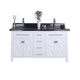 Laviva 313YG319-60W-BW Wimbledon 60" White Double Sink Bathroom Vanity with Black Wood Marble Countertop