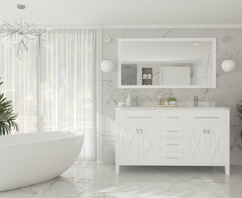 Laviva 313YG319-60W Wimbledon 60" White Double Sink Bathroom Vanity Cabinet