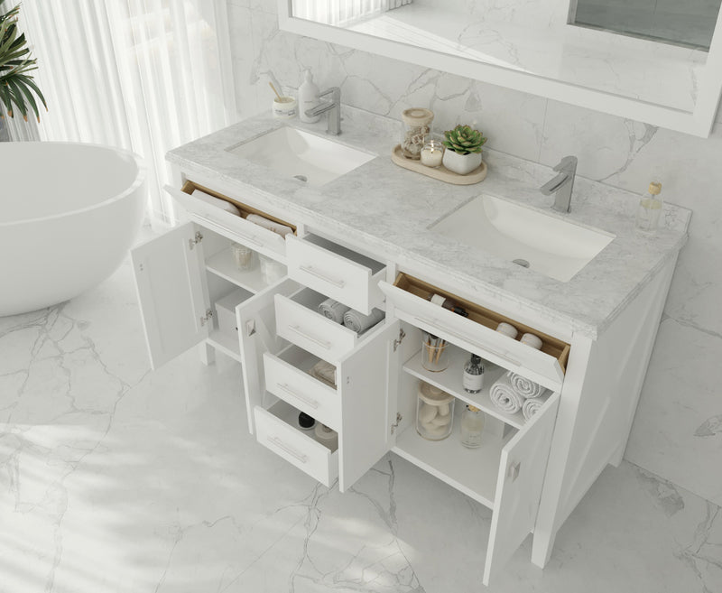 Laviva 313YG319-60W Wimbledon 60" White Double Sink Bathroom Vanity Cabinet