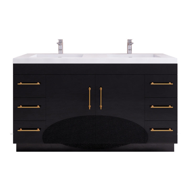 Moreno Bath ELSA60DFS Elsa 60" Freestanding Bathroom Vanity With Reinforced Acrylic Double Sink Top