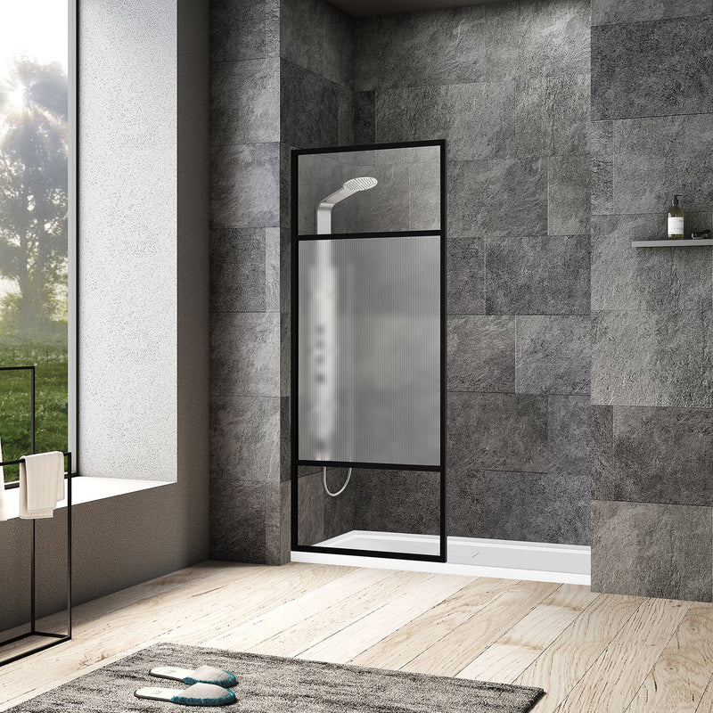 Vinnova 316034-WR-MB Tafalla 34" W x 74" H Frameless Fixed Glass Panel