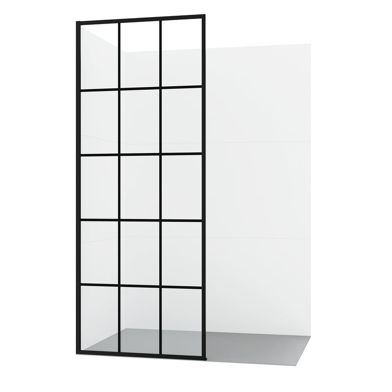 Vinnova 319034-WR-MB Puente 34" W x 78" H Fixed Single Panel Frameless Shower Door in Matte Black with Clear Glass