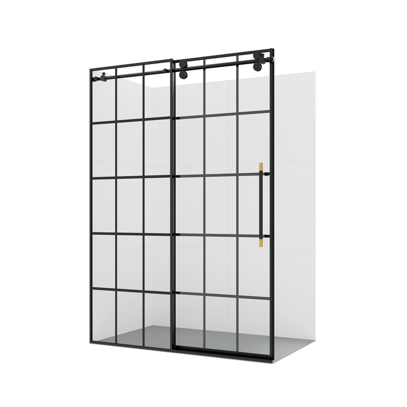 Vinnova 319048-SS-MB Puente Single Sliding Frameless Shower Door in Matte Black