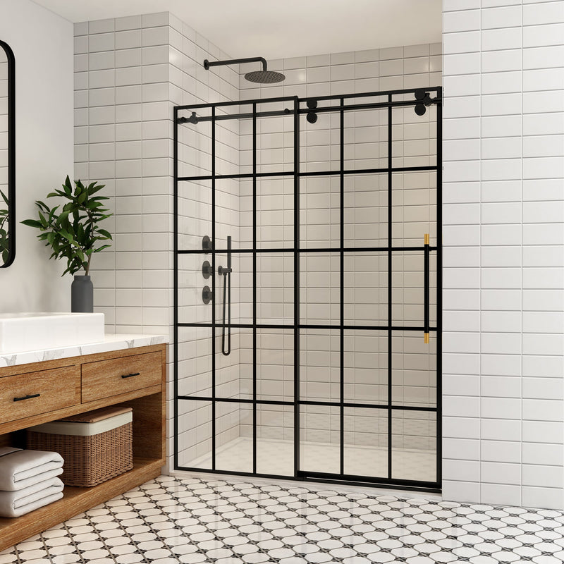 Vinnova 319048-SS-MB Puente Single Sliding Frameless Shower Door in Matte Black - view 2