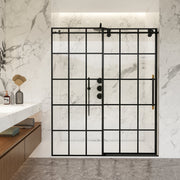 Vinnova 319048-SS-MB Puente Single Sliding Frameless Shower Door in Matte Black - view 5