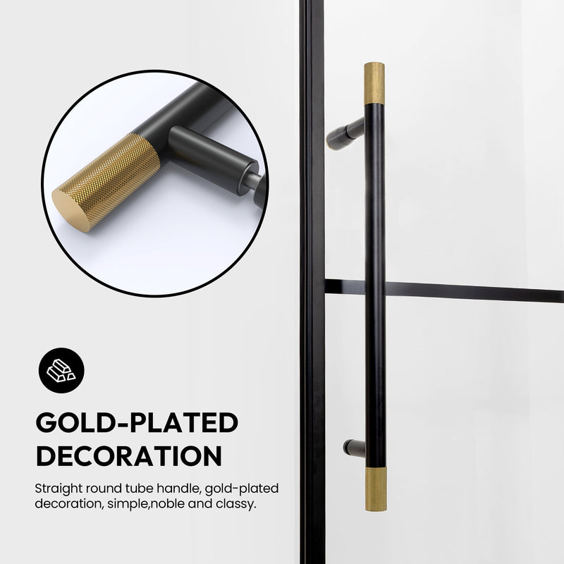 Vinnova 319048+36P-MB Puente Rectangle Single Sliding Frameless Shower Enclosure in Matte Black