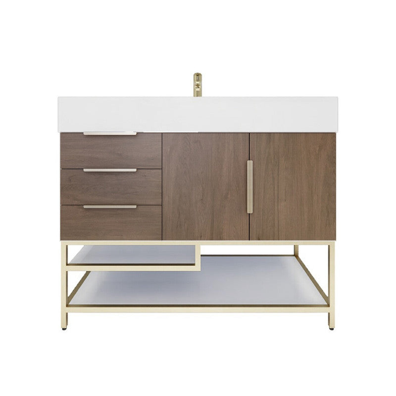 Moreno Bath BETHANYFS42-L Bethany 42'' Freestanding Art Deco Bathroom Vanity Set with Reinforced Acrylic Sink Top (Left Side Drawers)