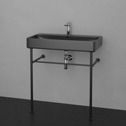 32" Baggs Black Vitreous China Console Bathroom Sink with Black Powdercoat Steel Stand