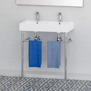 32" Elkins Double Bowl Vitreous China Console Bathroom Sink with Steel Stand