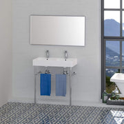 32" Elkins Double Bowl Vitreous China Console Bathroom Sink with Steel Stand