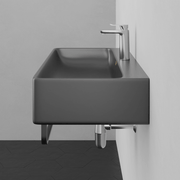 32" Lesage Wall-Mount Black Vitreous China Sink with Black Powdercoat Steel Towel Bar