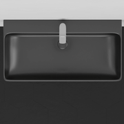 32" Lesage Wall-Mount Black Vitreous China Sink with Black Powdercoat Steel Towel Bar