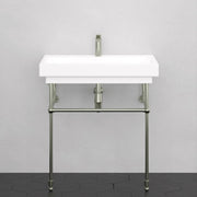 32" Zapa Fireclay Console Bathroom Sink with Steel Stand