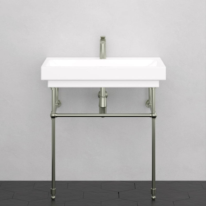 32" Zapa Fireclay Console Bathroom Sink with Steel Stand
