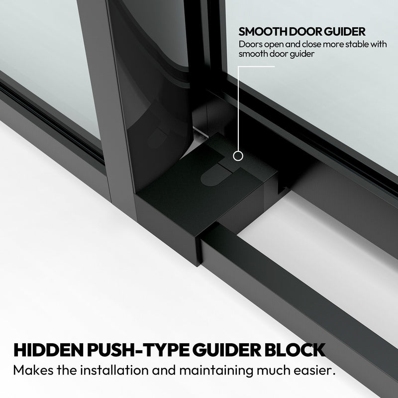 Vinnova 320048-SS-MB Losar Single Sliding Frameless Shower Door in Matte Black