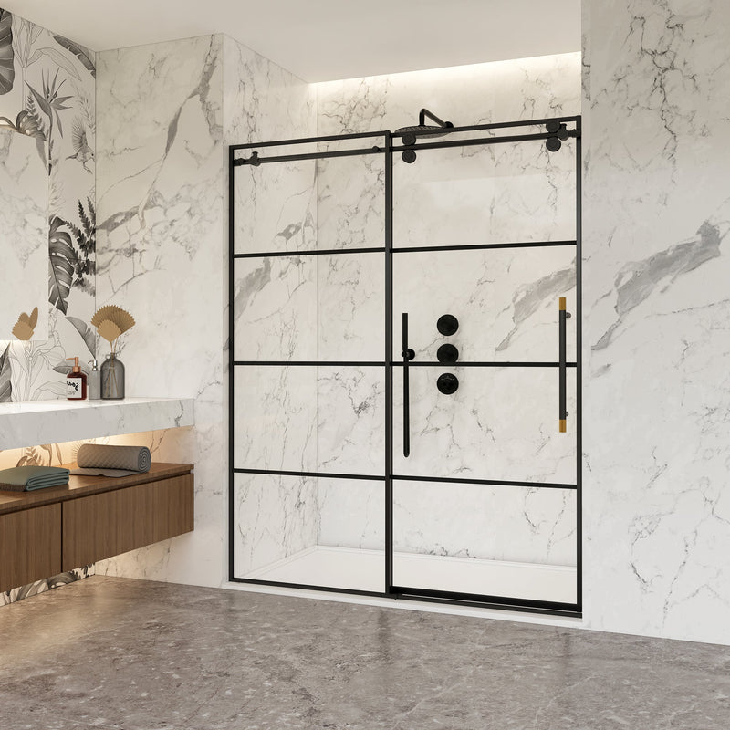 Vinnova 320048-SS-MB Losar Single Sliding Frameless Shower Door in Matte Black - view 4