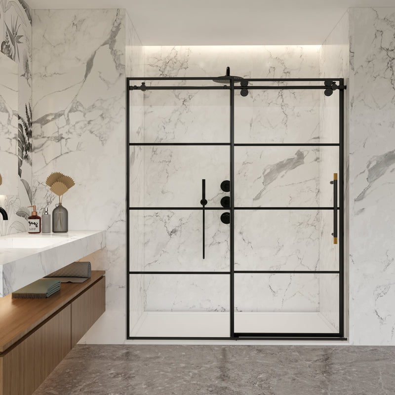Vinnova 320048-SS-MB Losar Single Sliding Frameless Shower Door in Matte Black - view 5