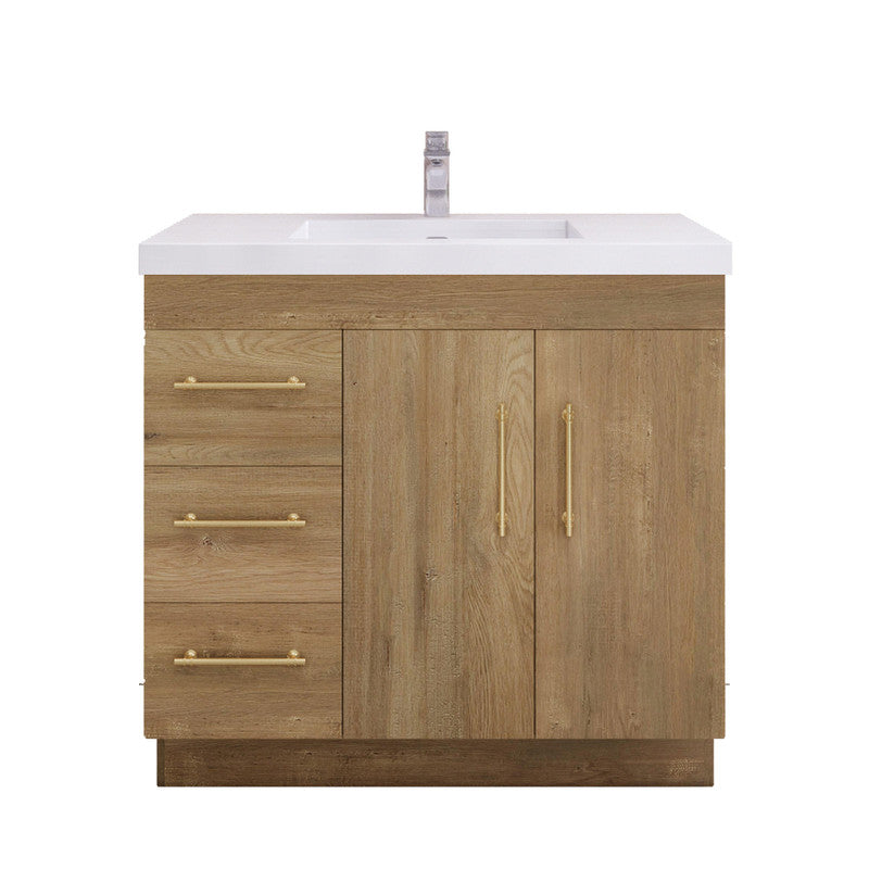 Moreno Bath ELSA36LFS Elsa 36" Freestanding Vanity With Reinforced Acrylic Sink Top (Left Side Drawers)