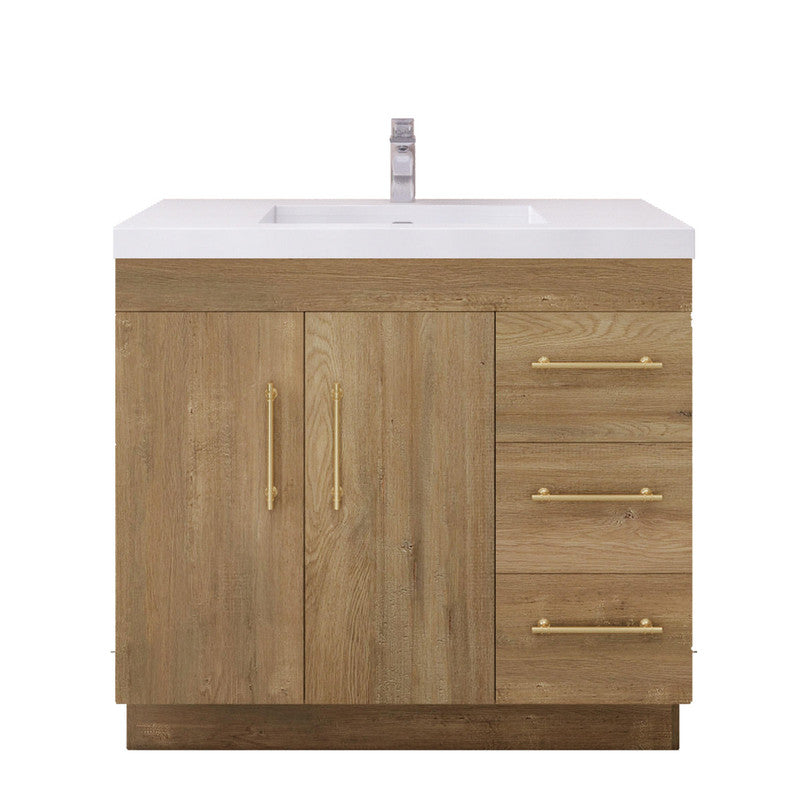 Moreno Bath ELSA36RFS Elsa 36" Freestanding Vanity With Reinforced Acrylic Sink Top (Right Side Drawers)