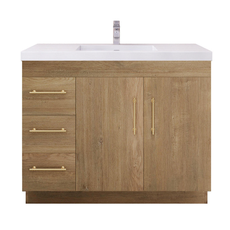 Moreno Bath ELSA42LFS Elsa 42" Freestanding Vanity With Reinforced Acrylic Sink Top (Left Side Drawers)