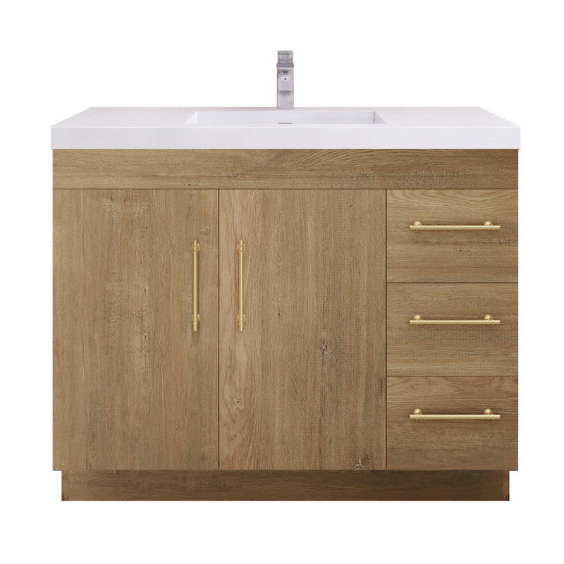 Moreno Bath ELSA42RFS Elsa 42" Freestanding Vanity With Reinforced Acrylic Sink Top (Right Side Drawers)