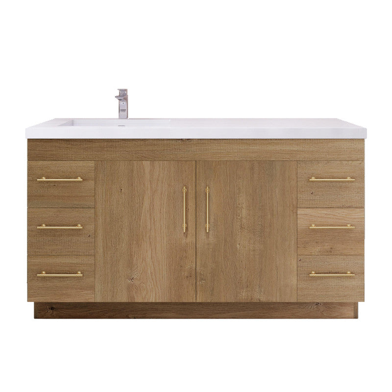Moreno Bath ELSA60SLFS Elsa 60" Freestanding Vanity with Reinforced Acrylic Single Sink Top (Left Side)