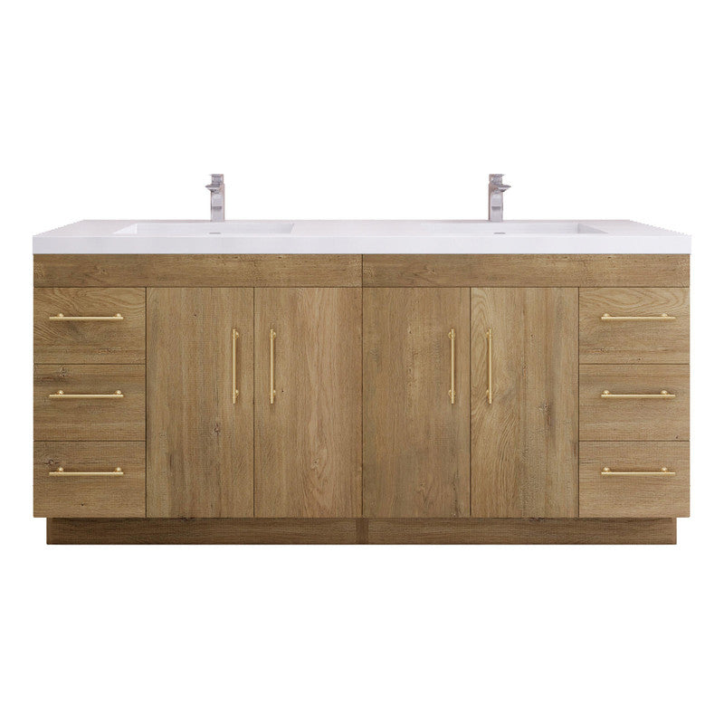 Moreno Bath ELSA72DFS Elsa 72" Freestanding Vanity With Reinforced Acrylic Double Sink Top