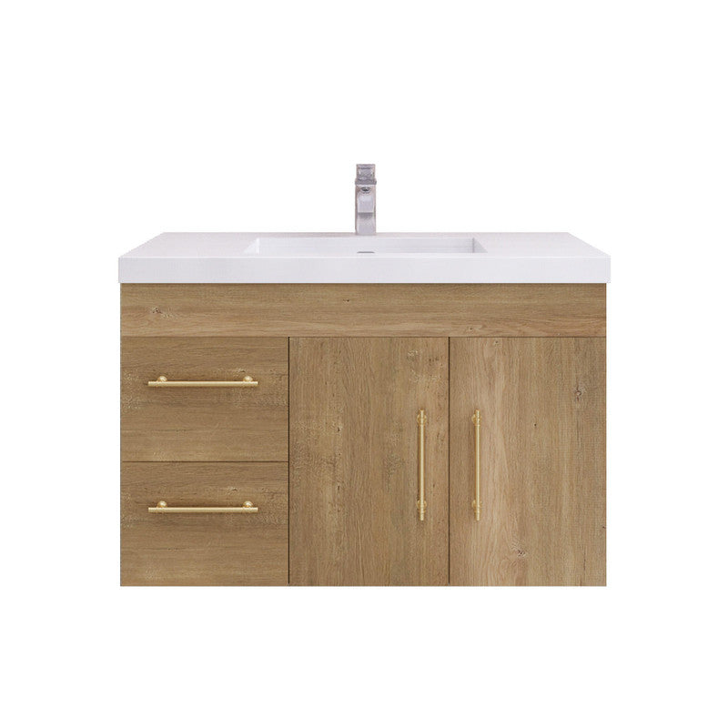 Moreno Bath ELSA36LWH Elsa 36" Floating Bathroom Vanity With Reinforced Acrylic Sink Top (Left Side Drawers)