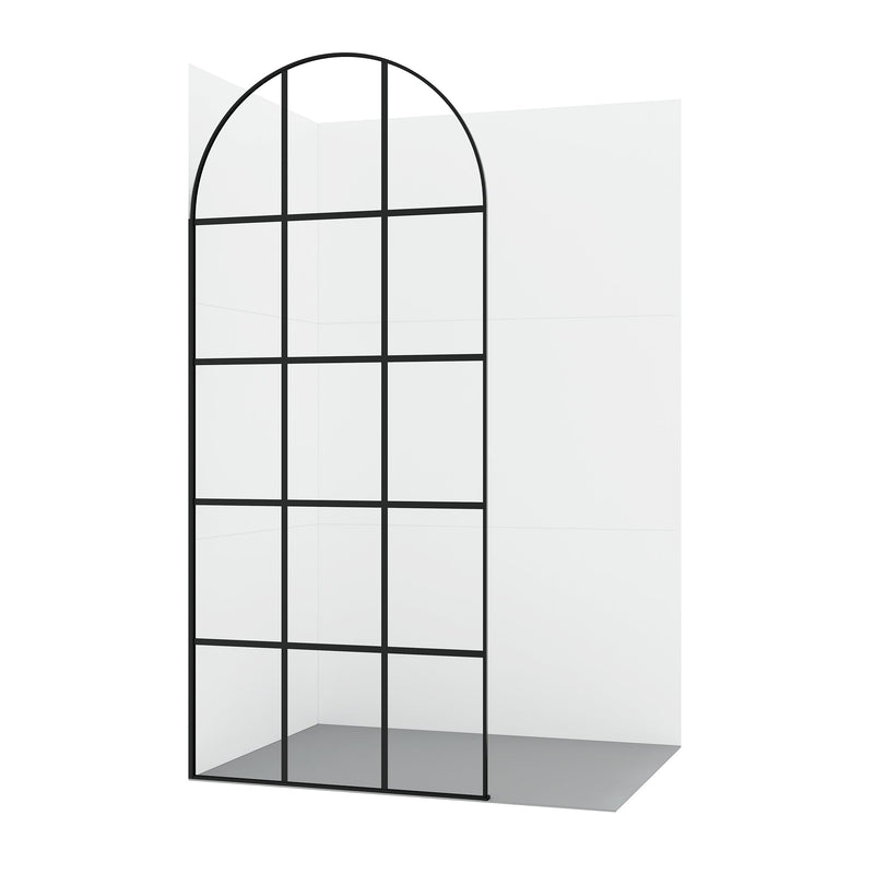 Vinnova 322034-WR-MB Aranaz 34" W x 78" H Fixed Single Panel Frameless Shower Door in Matte Black with Clear Glass
