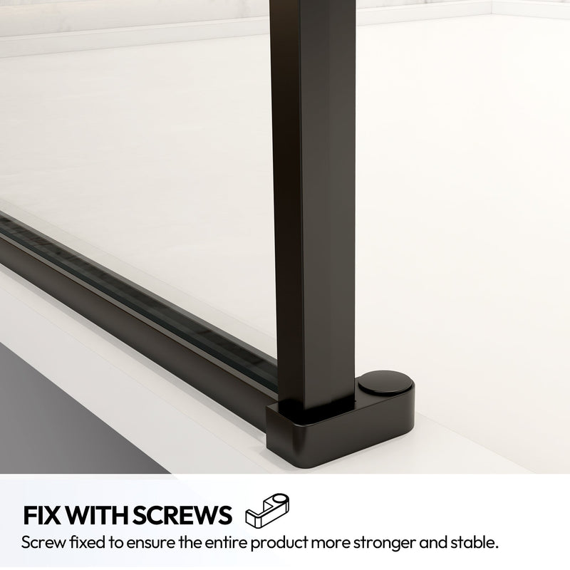 Vinnova 322034-WR-MB Aranaz 34" W x 78" H Fixed Single Panel Frameless Shower Door in Matte Black with Clear Glass