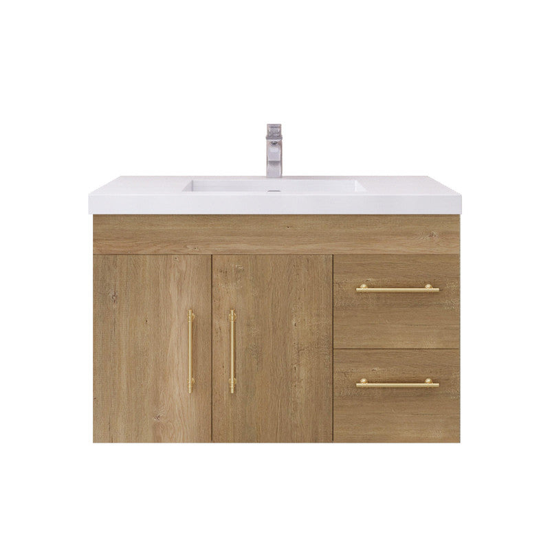 Moreno Bath ELSA36RWH Elsa 36" Floating Bathroom Vanity With Reinforced Acrylic Sink Top (Right Side Drawers)