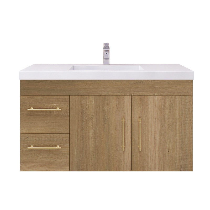 Moreno Bath ELSA42LWH Elsa 42" Floating Bathroom Vanity With Reinforced Acrylic Sink Top (Left Side Drawers)