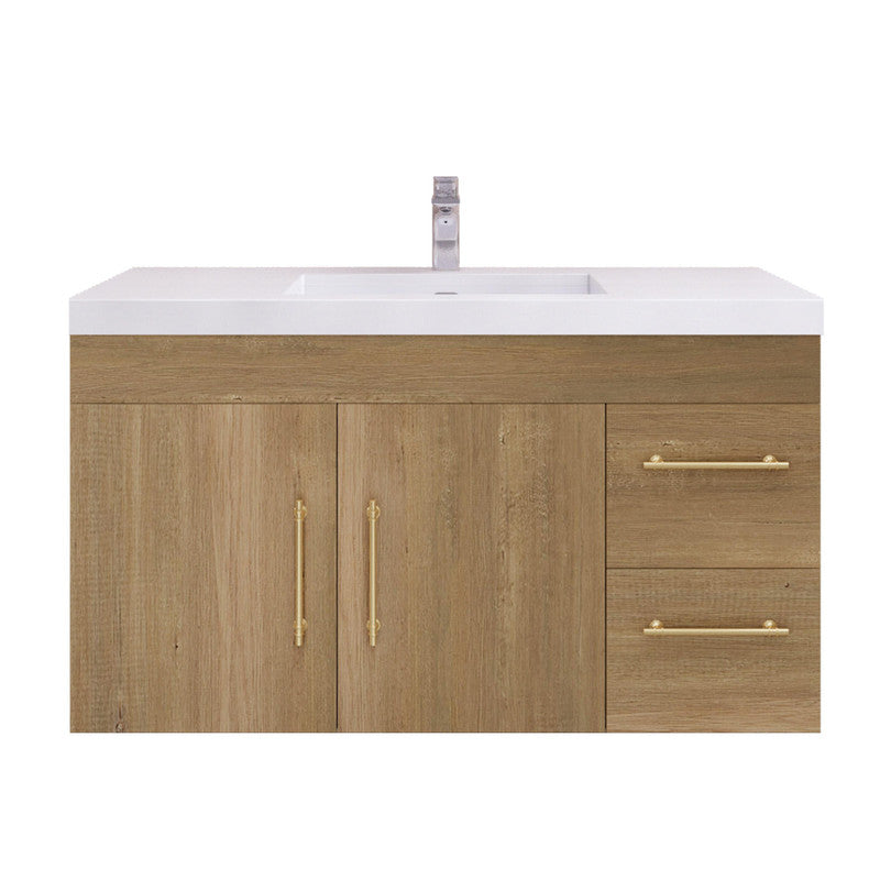 Moreno Bath ELSA42RWH Elsa 42" Floating Bathroom Vanity With Reinforced Acrylic Sink Top (Right Side Drawers)