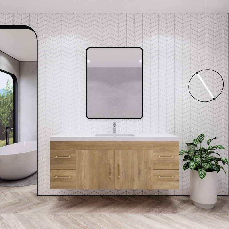 Moreno Bath ELSA60SWH Elsa 60" Floating Bathroom Vanity With Reinforced Acrylic Single Sink Top