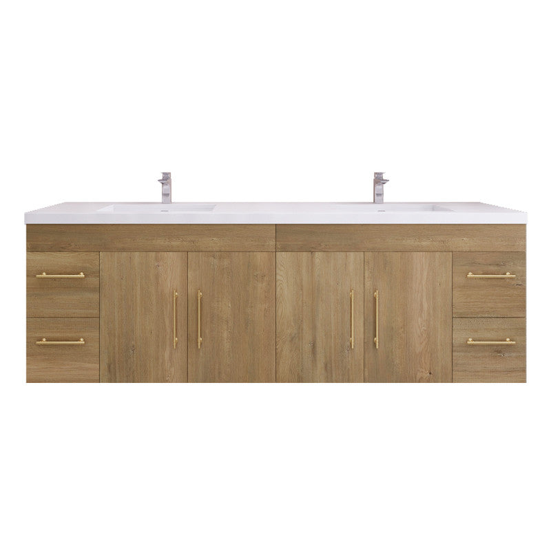 Moreno Bath ELSA84DWH Elsa 84" Floating Bathroom Vanity With Reinforced Acrylic Double Sink Top
